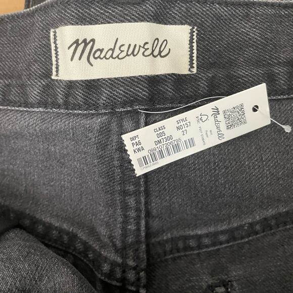 NWT Madewell The Dad Jean Short Faded Dark Gray Wash Raw Hem High Rise Size 27 - Picture 4 of 7